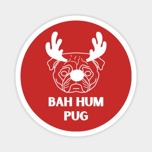 Funny Christmas Pyjama Top, Bah Hum Pug, Funny Christmas Pug Pun, Family Christmas Pyjama Top Magnet